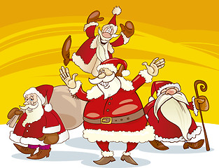 Image showing santa clauses group