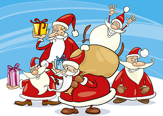 Image showing santa clauses group