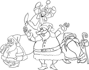 Image showing santa clauses group for coloring