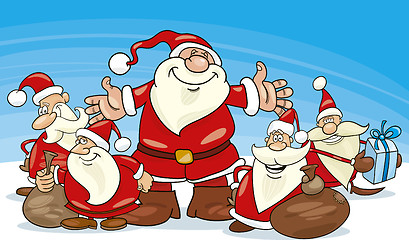 Image showing santa clauses group