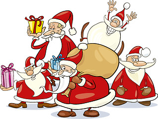 Image showing santa clauses group