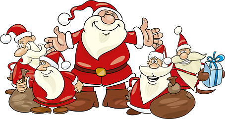 Image showing santa clauses group