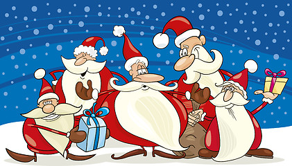 Image showing santa clauses group