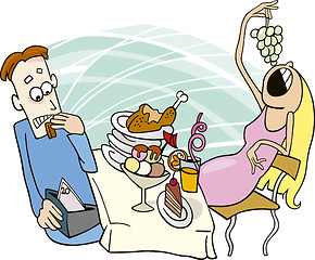 Image showing Gluttonous girl on date