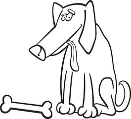 Image showing Dog with bone for coloring book