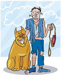 Image showing Bad dog and his battered owner