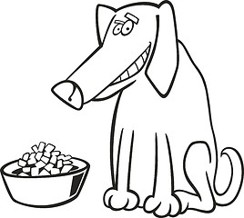 Image showing Dog and his fodder for coloring book