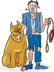 Image showing Bad dog and his battered owner