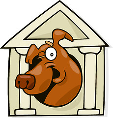 Image showing Dog in classic doghouse