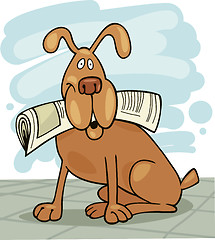 Image showing Dog with newspaper