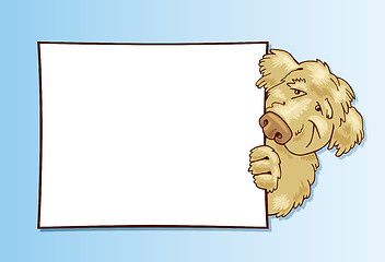 Image showing Shaggy dog with card