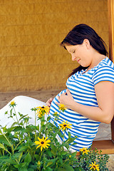 Image showing Pregnant woman relaxing