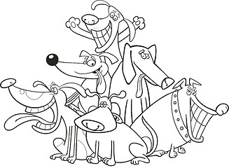 Image showing funny dogs for coloring