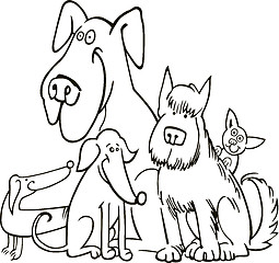 Image showing group of five dogs for coloring
