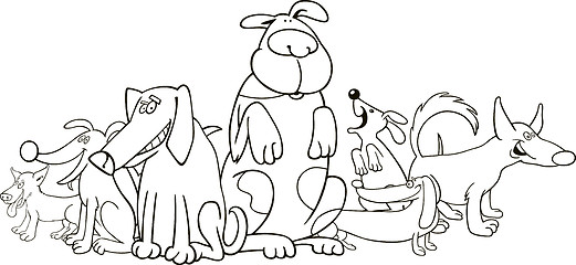 Image showing group of funny dogs for coloring