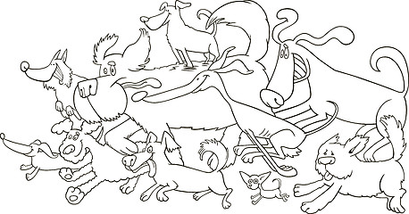 Image showing running dogs for coloring