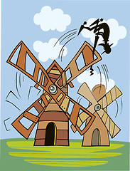 Image showing Don Quixote and wind mill