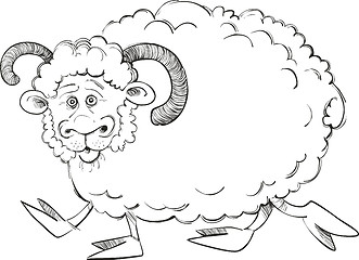 Image showing Funny ram for coloring book