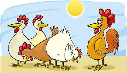 Image showing Rooster and hens