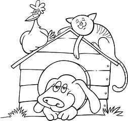 Image showing Happy farm animals for coloring book