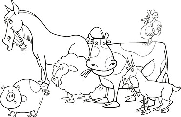 Image showing farm animals for coloring book