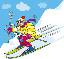 Image showing Crazy man on ski