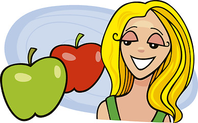 Image showing girl with apples