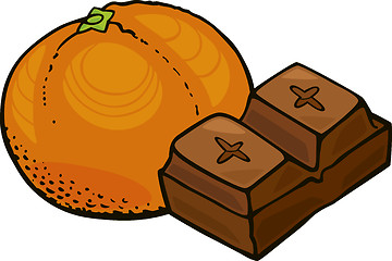 Image showing orange fruit and chocolate block