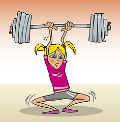 Image showing Girl lifting heavy weight