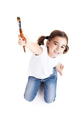 Image showing Child with a paint-brush