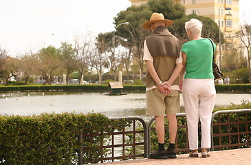 Image showing older couple looking at the lake