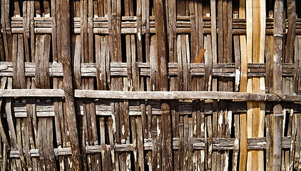 Image showing Wooden bamboo Fence