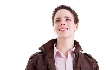 Image showing young man smiling and looking to camera