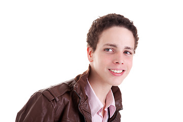 Image showing teen smiling and looking to camera, isolated on white