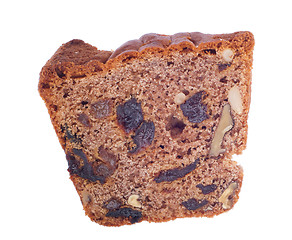 Image showing Walnuts and raisins cake slice