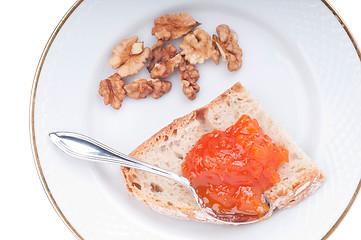 Image showing Bread and pumpkin jam