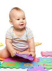 Image showing Little boy with alphabet