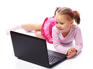 Image showing Little girl with laptop