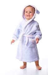 Image showing Cute child in bathrobe