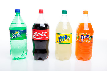 Image showing Bottles of carbonated softdrinks soda drink