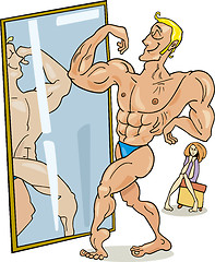 Image showing Muscular man and the mirror