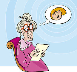 Image showing Grandma reading letter from granddaughter