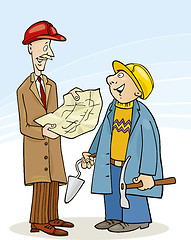 Image showing Engineer and Builder talking