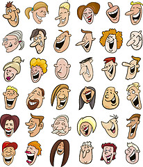 Image showing huge set of laughing people faces 