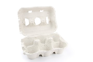 Image showing Empty 6 eggs box on white