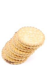 Image showing Chocolate cookies stack on white