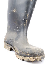 Image showing Black rubber boot on white
