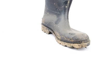 Image showing Black rubber boot on white