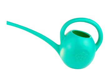 Image showing Green plastic watering can (gardening equipment)