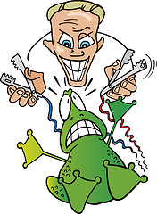 Image showing Crazy scientist and frog